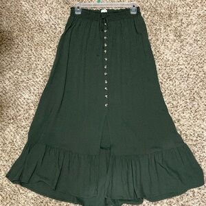 Long green boho skirt